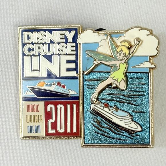 Disney Cruise Line Trading Pins - 2010 Mickey & 2011 Tinker Bell - Lot Of 2 - Picture 2 of 7